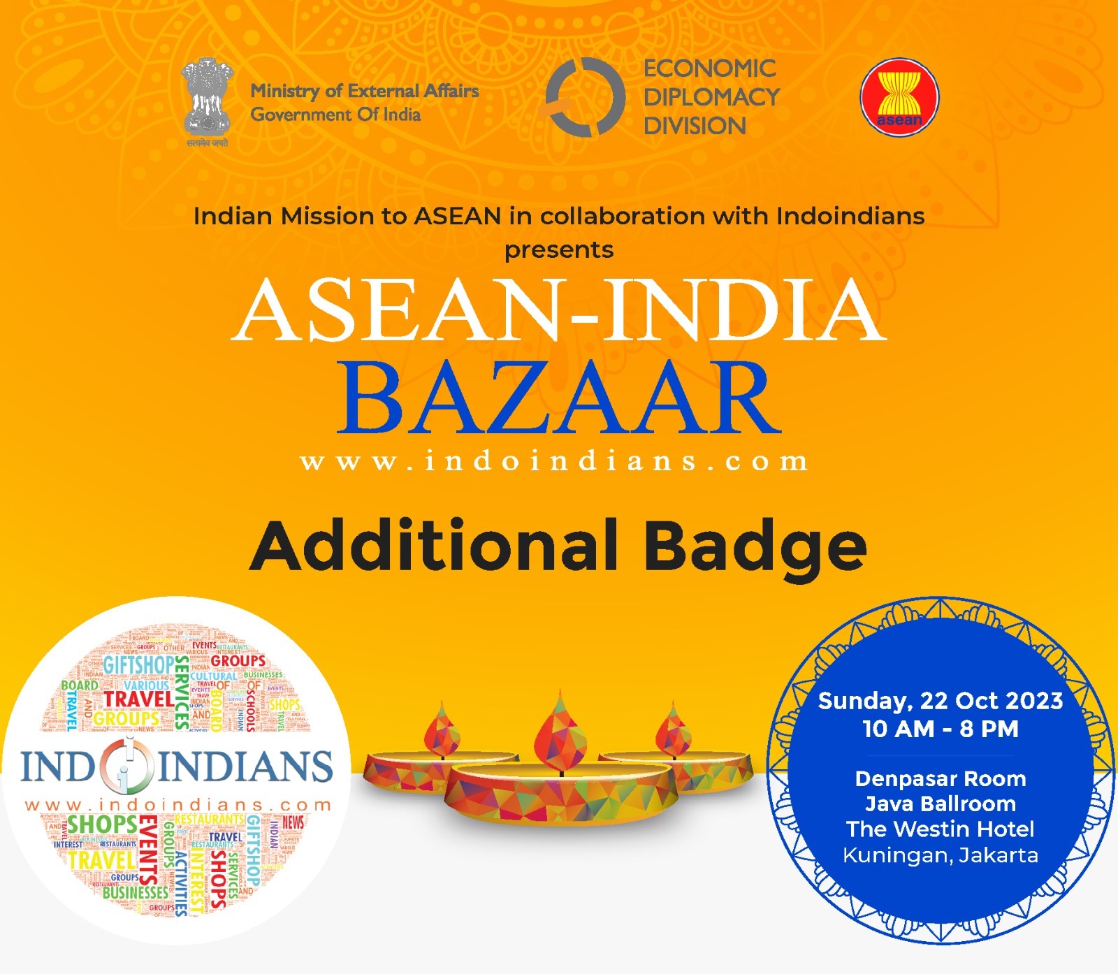 Additional ASEAN India Diwali Bazaar Vendor/Sponsor badges